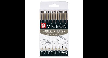 Fineliner sakura pm 6 breedtes en 2 brushpen grijs