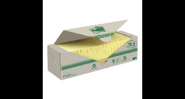 Memoblok 3m post-it 654 76x76mm recycle geel 18+6 | 6 stuks