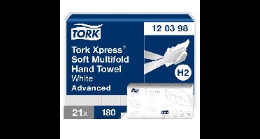 Handdoek tork h2 advanced 2laags 212x255mm wit