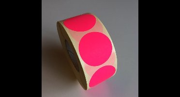 Etiket 35 mm rond fluor roze 1000 rol