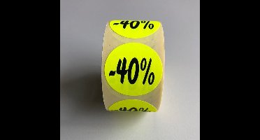 Etiket fluor geel 35mm 40% korting 500 - 20 stuks