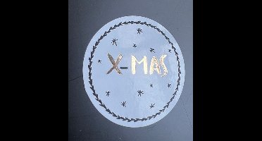 Etiket X-MAS wit/goud/zwart 40mm