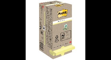 Memoblok post-it 654 76x76mm recycled pastel geel