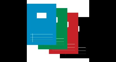 Schrift voor ft A4, gelijnd, 80 bladzijden, met voorlijn, geassorteerde kleuren, pak van 5 stuks