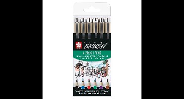 Brushpen sakura pigma brush set 6 stuks zwart