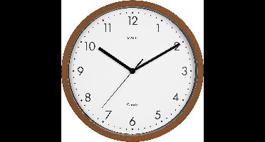 MAUL wandklok Grain, quartz, diameter 31 cm, kunststof kader, donker hout