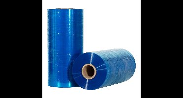 Machinewikkelfolie 23 micron 50 cm x 1558 meter 250% voorrek blauw foodgrade