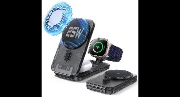CryoBoost Foldable 3-in-1 Magnetic Charging Station (25W) - US Plug-Frosted Graphite
