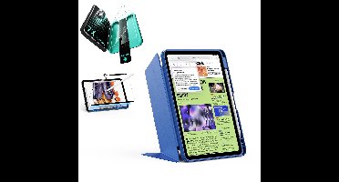 iPad Air 11" (M3) 2025 Bundle Flip Magnetic Case with Pencil Holder, Paper-Feel Magnetic & Armorite® Protection - Navy Blue