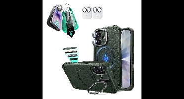 iPhone 17 Bundle Cyber Tough Magnetic Case (Camera Control, Stash Stand) and Armorite Screen Protector - Olive Green