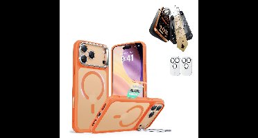 iPhone 17 Pro Bundle Classic Hybrid Magnetic Case (Camera Control, Stash Stand) and Armorite Pro Screen Protector - Frosted Orange