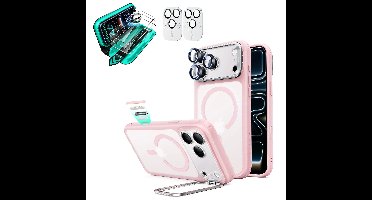 iPhone 18 Pro Bundle Classic Hybrid Magnetic Case with Camera Control and Flex Stand, Plus Armorite®️ Screen Protector - Frosted Bubblegum Pink