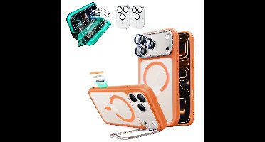 iPhone 18 Pro Max Bundle Classic Hybrid Magnetic Case with Camera Control and Flex Stand, Plus Armorite®️ Screen Protector - Frosted Orange