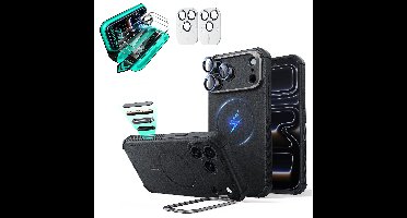 iPhone 18 Pro Max Bundle Cyber Tough Magnetic Case with Camera Control and Flex Stand, Plus Armorite®️ Screen Protector - Black