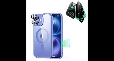 iPhone 16 Classic Hybrid Magnetic Case (Camera Control) & Privacy Screen Protector Bundle - Clear Blue
