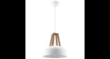 Hanglamp CASCO wit/natuurlijk hout