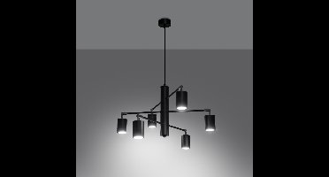 Minimalistische zwarte Kroonluchter LEMMI 6