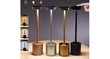 LumiÉlan - Klassieke Oplaadbare Tafellamp met Touch, Traploze Dimming en 3 Lichtkleuren