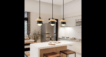 Stenen Zwarte Houten Hanglamp