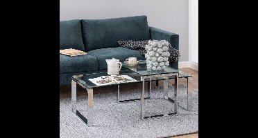 Bendt Glazen Salontafel Lone set van 2 stuks - chroom