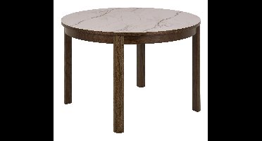 Bendt Ronde Uitschuifbare Eettafel Jawana Marmerlook en eikenfineer, 120cm - Beige