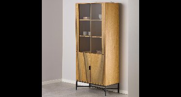 Bendt Vitrinekast Lisette Eikenhout, 180 x 80cm - Naturel