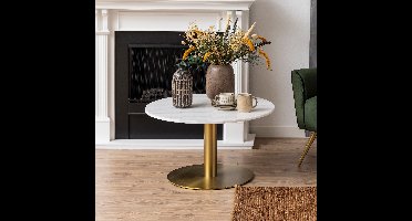 Bendt Ronde Salontafel Naima wit Marmer/Brass, 80cm