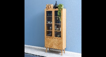 Bendt Vitrinekast Ebbe Visgraat Eiken, 80 x 178cm - Hout