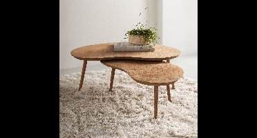 DTP Home Organische Salontafel Apollo Teakhout, Set van 2 stuks - Naturel