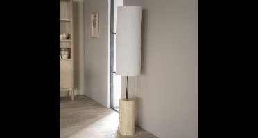 By-Boo Vloerlamp Amara Travertin en Linnen, 145cm - Natuurlijk