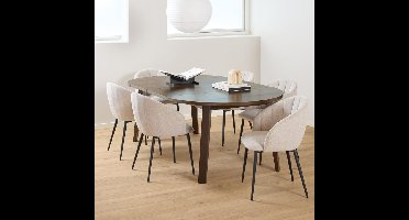 Bendt Uitschuifbare Ronde Eettafel Mads Eiken, 120/170/220 x 120cm - Bruin
