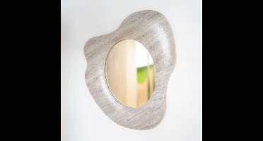 By-Boo Organische Spiegel Muna Marmer, 47 x 40cm - Beige - Japandi