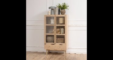 Bendt Vitrinekast Ove Eiken Whitewash, 145 x 80cm - Wit