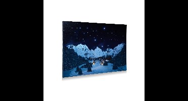 Achtergrond canvas berglandschap nacht 76x56 cm My village - My village