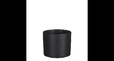 Era pot rond zwart mat relief h9xd10 cm Mica Decorations - Mica decorations