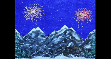 Achtergrond Canvas LED Vuurwerk 76X56 cm kerst My Village - My village
