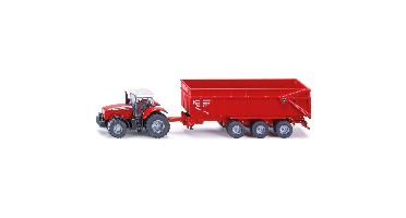SIKU Massey Ferguson 8480 met 3-assige aanhanger
