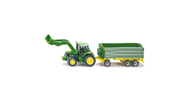 SIKU John Deere met voorlader en aanhanger