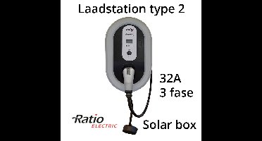 Solar Box 32A 3 fase met 5 meter vaste laadkabel type 2 + Sleutelvergrendeling