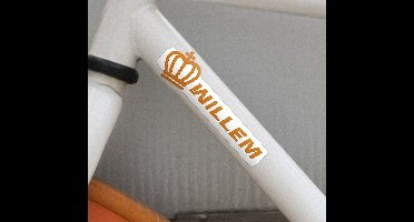 Oranje kroon met naam fiets sticker