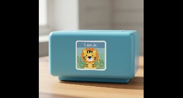 Muursticker kinderkamer op maat leeuw label