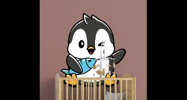 Muurstickers knipogende oog pinguïn en vis