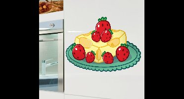 Sticker keuken kaas aardbeien dessert
