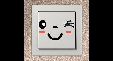 Sticker lichtschakelaar knipoog gezicht