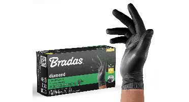 BRADAS RĘKAWICE NITRYLOWE DIAMOND CZARNE XXL 10-11 /50szt. (levertijd 8 werkdagen)