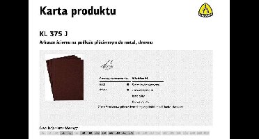 KLINGSPOR PŁÓTNO ARKUSZ P 40 KL375J /50szt. (levertijd 8 werkdagen)
