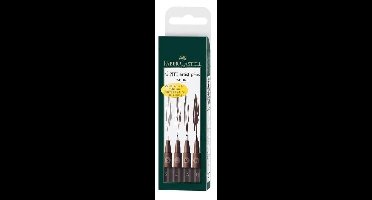 Faber Castell FC-167101 Tekenstift Faber-Castell Pitt Artist Pen 4-delig Etui Donker Sepia