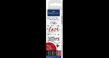 Faber Castell FC-267115 Tekenstift Faber-Castell Pitt Artist Pen Handlettering 4-delig Etui Zwart