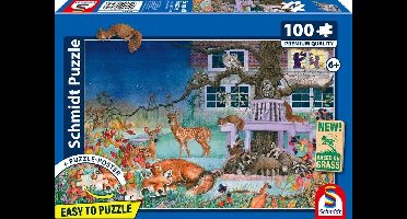 Puzzel - SCHMIDT SPIELE - Nachtelijk dierenbezoek - 100 stukjes - Vanaf 6 jaar