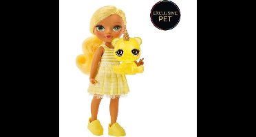 Rainbow High Littles - pop van 15 cm + huisdier - geel - vanaf 4 jaar